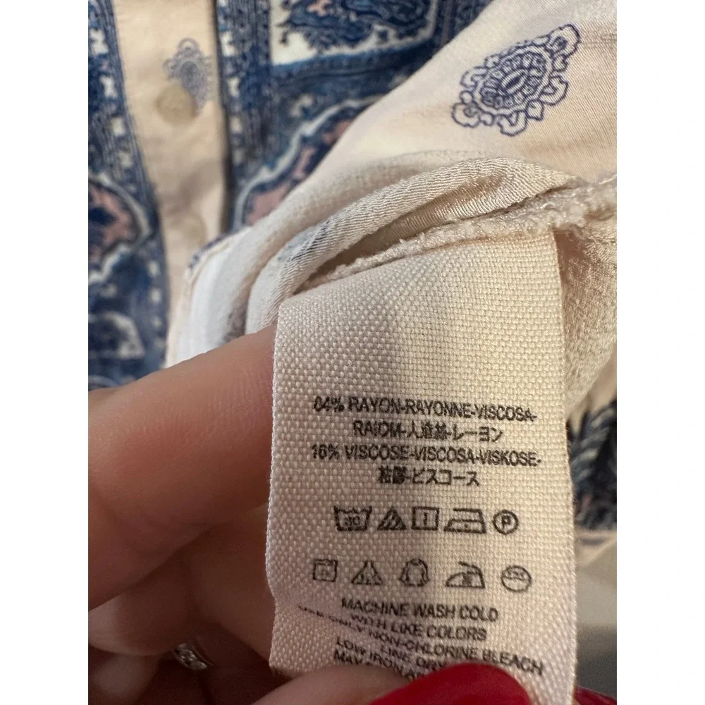 Free People Womens Bohemian Blouse Long Sleeve Button Down Top